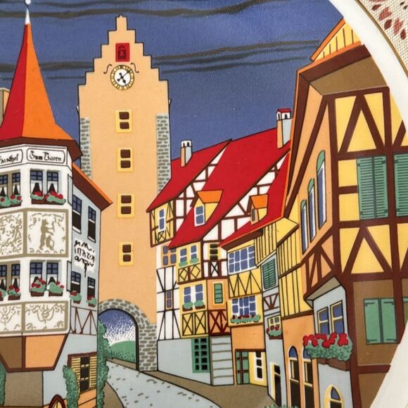 Schmidt Porcelain Plate Decorative Village Scene Leart - Picture 5 of 10